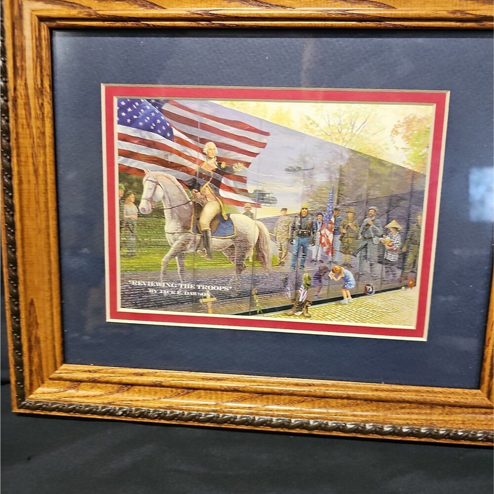 Reviewing The Troops Framed Artwork By Jack E. Dawson 2005 12x10 Inch Wood Frame